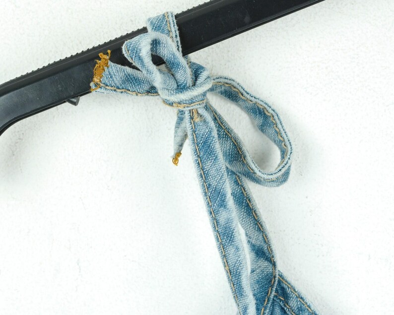 H&m women l denim mini dress jean summer dress spaghetti strap zip up back image 4