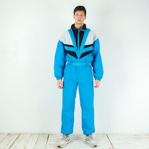 RODEO Vintage Men M Insulated Jumpsuit EU 50 Ski Suit Snowsuit Medium Overall Snowboarding Sportswear Winter Sports Skiing Coveralls Blue 4k