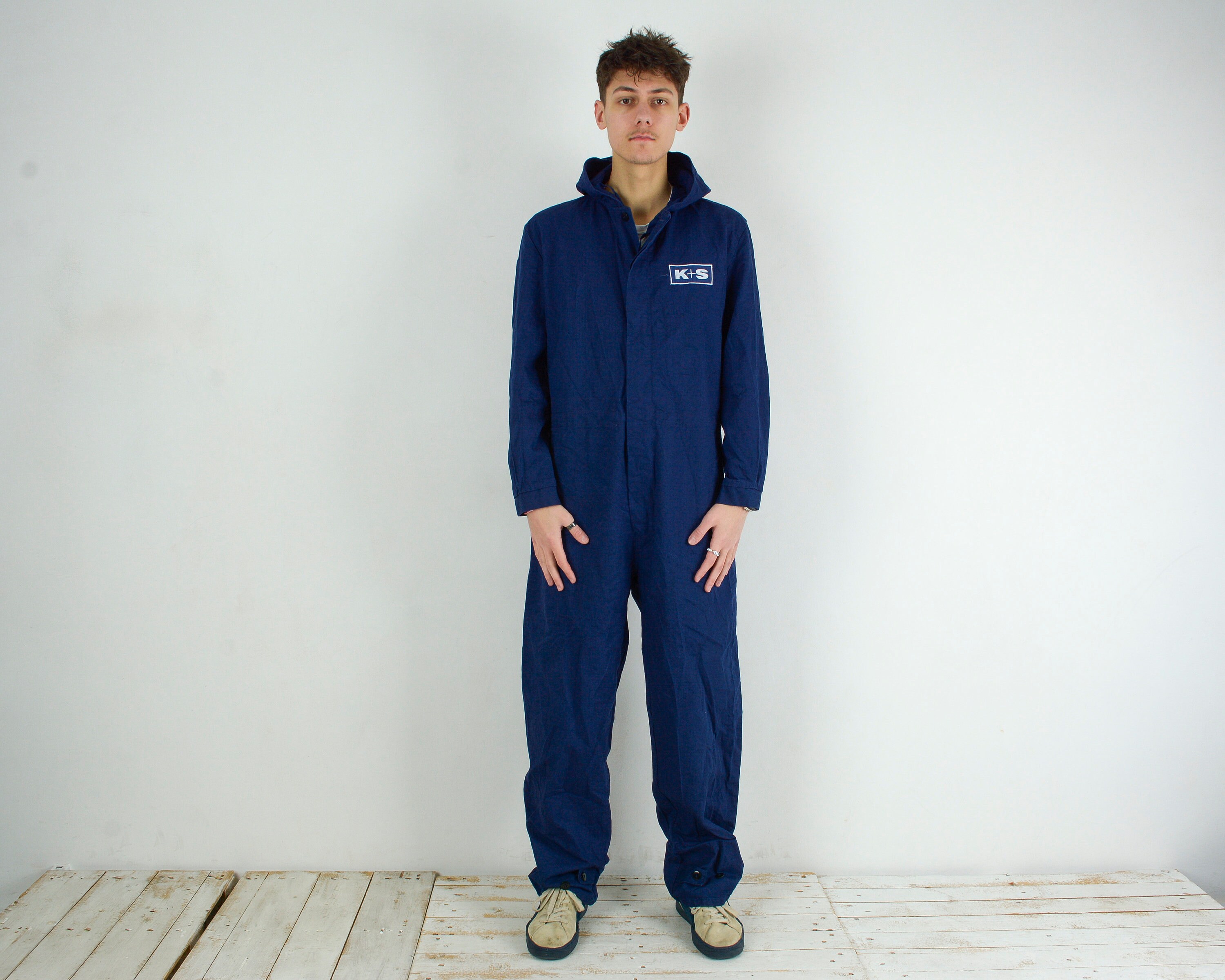 J G Eisel GmbH German 1970's Sanfor Vintage Men's UK 44 US Worker Jumpsuit Overalls Hooded Coveralls EU 54 De Chore xl Utility Boilersuit 4s