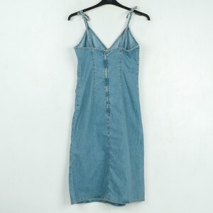 H&m women l denim mini dress jean summer dress spaghetti strap zip up back image 2