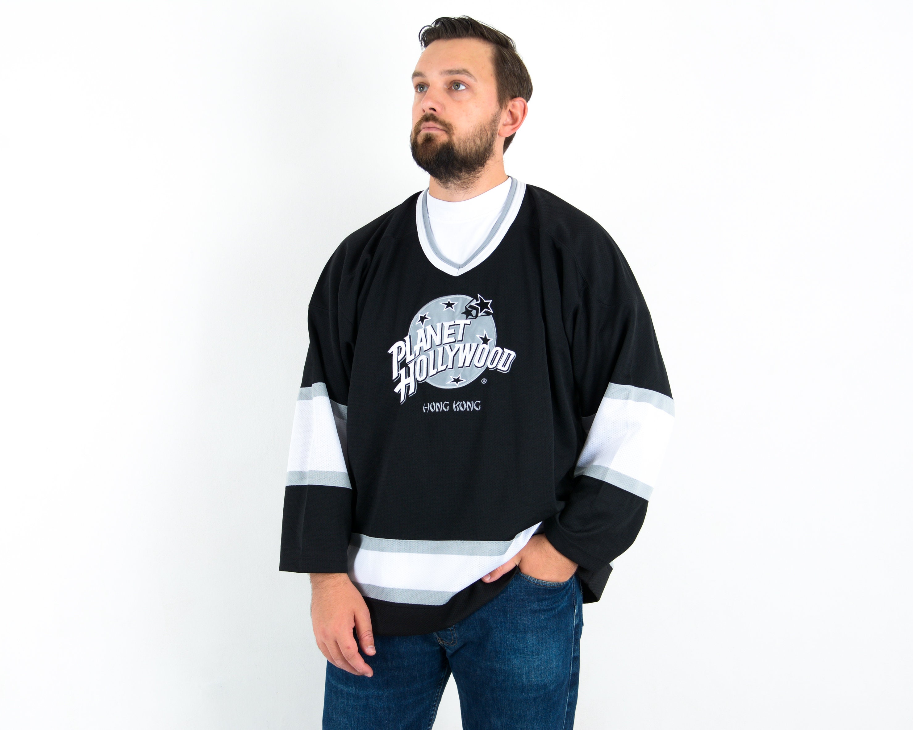 Custom White Silver-Black Hockey Jersey Men's Size:XL