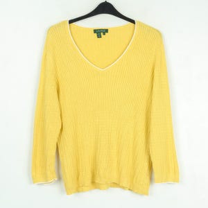 Lauren ralph lauren women xl cotton v neck knit sweater jumper pullover top