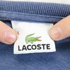 Vintage LACOSTE hombres S camisa manga larga camiseta retro top azul claro rugby polo cuello camisa algodón casual escuela universidad FR 4 Golf 3s imagen 5