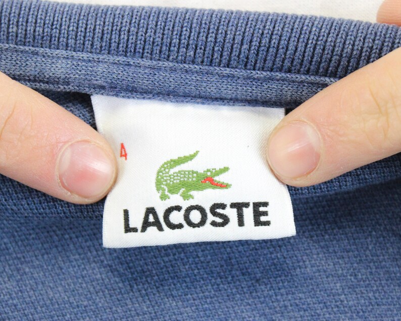 Vintage LACOSTE hombres S camisa manga larga camiseta retro top azul claro rugby polo cuello camisa algodón casual escuela universidad FR 4 Golf 3s imagen 5