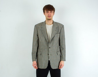 Vintage HUGO BOSS Dionysos Tweed Men's M Blazer Uk 40 Us, Houndstooth Eu 50 De Suit Jacket Sport Coat, Retro Multi color Classy Wool Top 3d