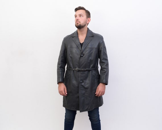 Leather Trench Belted Mac Coat