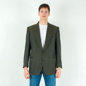 HUGO BOSS Vintage Men&#39;s 2XL Blazer Uk 46 Us, Herringbone Houndstooth Tweed Cashmere Eu 56 De Suit Jacket, Sport Coat Made in Italy Formal 4k