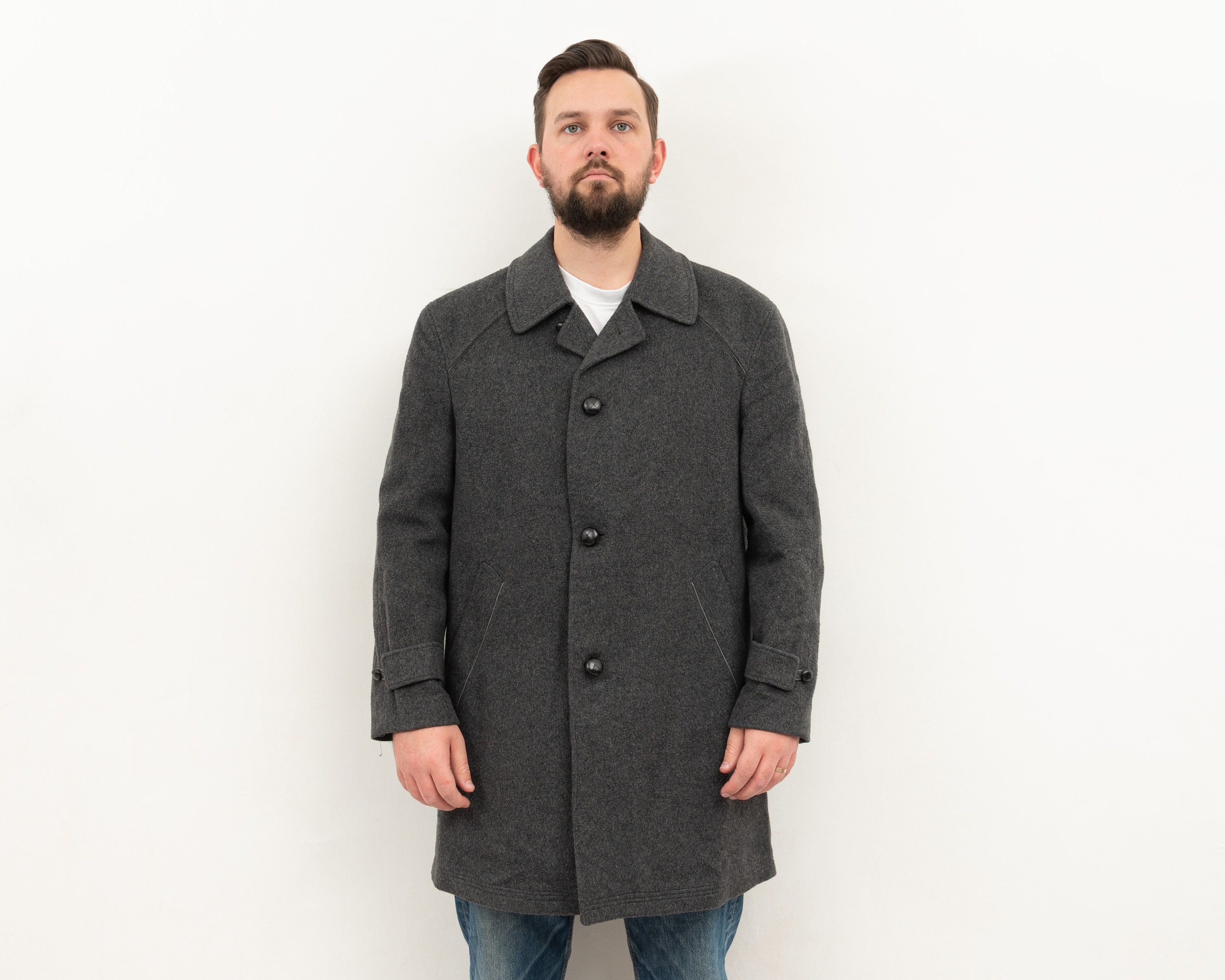 Vintage ECHTER ALPEN LODEN Men's L Wool Jacket Over Coat