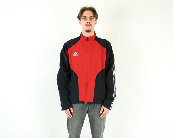 ADIDAS Men s Vintage 90 s M Tracksuit Jacket Red Black Jumper Zip up Sports Retro Mesh Lining Sportswear Activewear Soccer Football Top 4b Etsy Sweden