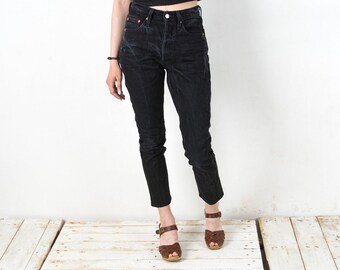 Pantalones vaqueros Levi's Strauss 501 S Skinny W25 L28 para mujer, color negro fuerte