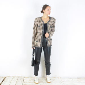 Vintage hope and glory princess women l wool cardigan, sweater jacket cable knit jumper button up shoulder pads, 70&#39;s style cosy 3n