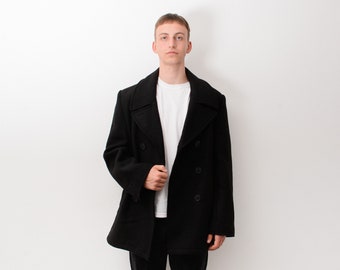 40s　NAVAL CLOTHING FACTORY PEA COAT BLK Naval Clothing Factory Vtg 40s WWII US Navy Peacoat Corduroy