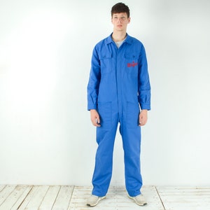 Vintage AL2000 Men&#39;s L Boilersuit Coverall Worker Overalls Jumpsuit UK 42 US Workwear Retro Utility Dungarees EU 52 Work Chore Blue Logo  4b