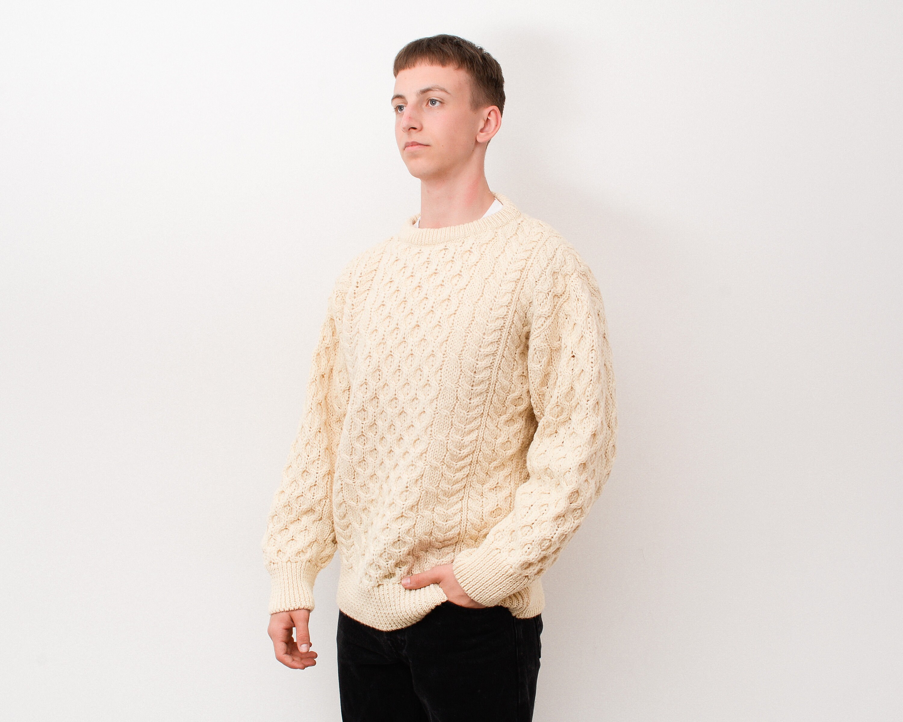 CLAOUKNIT Sweater Market made in Ireland 100% Wool Men's M | Etsy