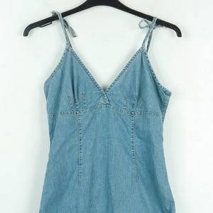 H&m women l denim mini dress jean summer dress spaghetti strap zip up back image 3