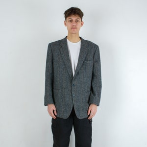 Vintage KYNOCH Keith Scotland Tweed Men L Blazer UK 42 US Pure New Wool, Herringbone Sport Coat Eu 52 de Button Up 90s Suit Jacket Large 4s