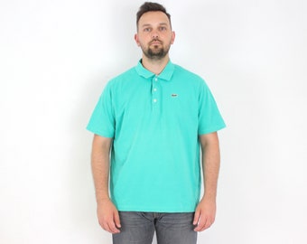 vintage LACOSTE SPORT Devanlay Homme 3XL Polo Casual Manches Courtes Vert Turquoise Coton T-shirt Rétro Français Geek Été 3a