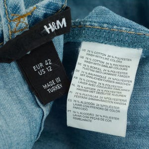 H&m women l denim mini dress jean summer dress spaghetti strap zip up back image 5