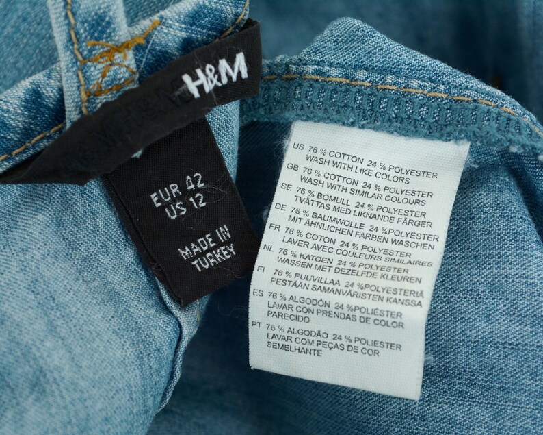 H&m women l denim mini dress jean summer dress spaghetti strap zip up back image 5