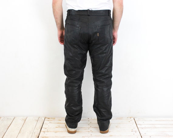 Vintage JOFAMA Men W40 L36 Leather Pants Trousers… - image 3