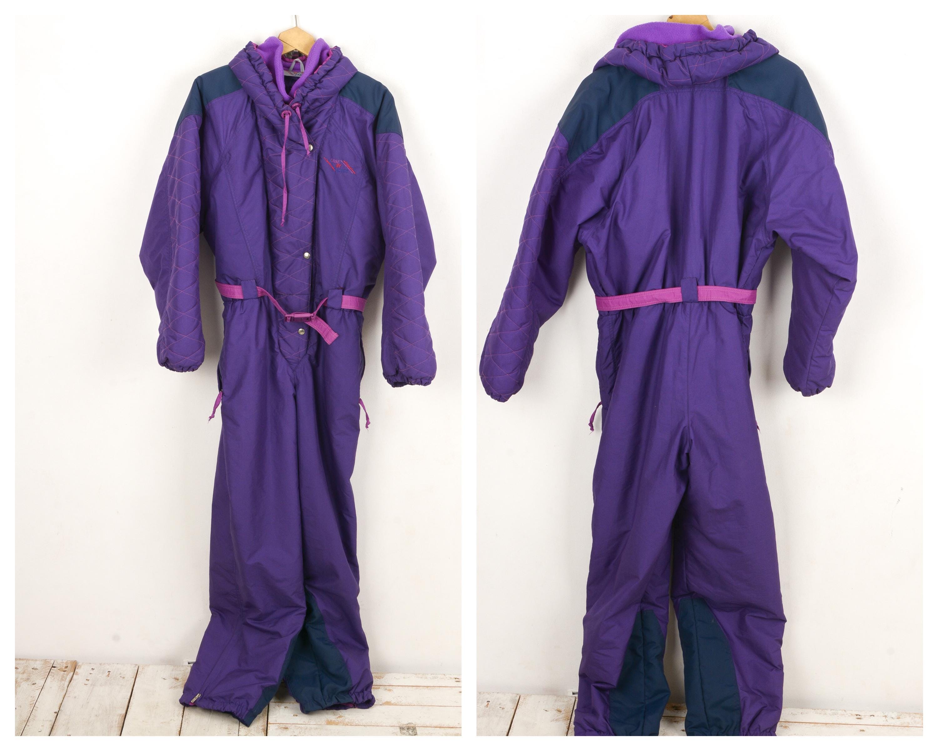 Combinaison De Ski Vintage Une Pièce Femme LICORNE, Taille UK10/38, Années 90, Violet/rose - Made In France