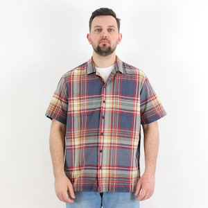 Polo By RALPH LAUREN Men&#39;s XL Shirt Plaid Button Up Short Sleeve Check Cotton Festival Casual Rugby Overshirt Formal Summer 80s y2k Retro 3k