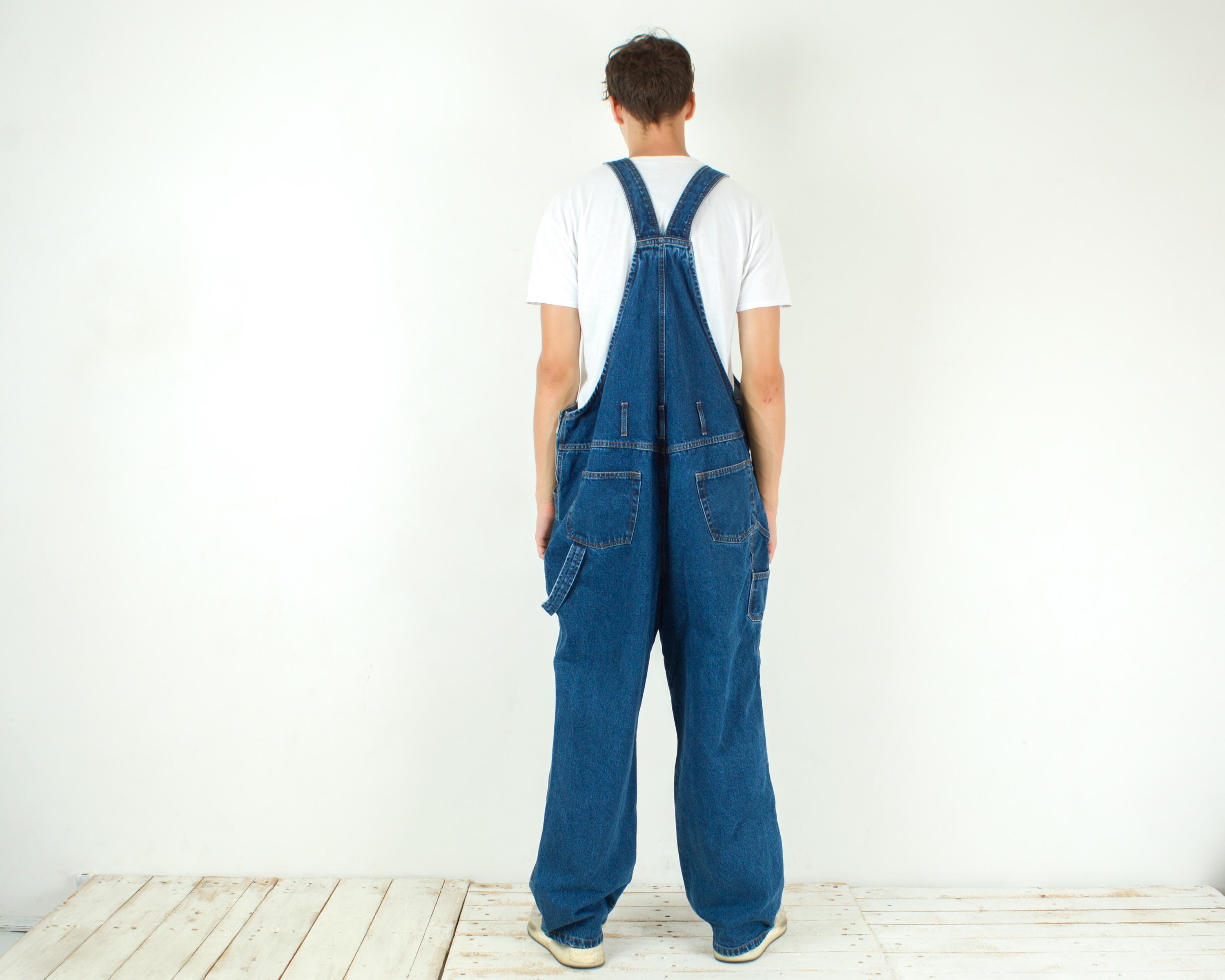 Blue denim overalls mens best sale