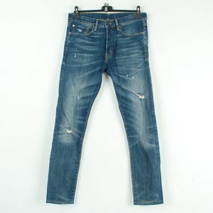 DENIM & SUPPLY Ralph Lauren Skinny distressed ripped Men&#39;s W32 L32 Jeans, Pants Trouser Button Fly mid wash Blue Retro Strong Material 5g