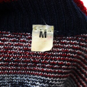 Vintage Men's M Merino Wool Jumper Pullover Sweater Norwegian Knit Nordic Top Knitted Norway Clasp Neck Retro Norway Navy Blue Red White 3v image 6