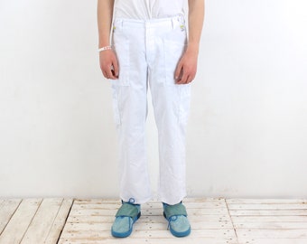 Berendsen Vintage Heren W34 L30 Werkkleding Cargo Broek Multi Pockets Bodems Chore Utility Combats Broeken Canvas Witte Werknemers Bodems 3k Etsy Nederland