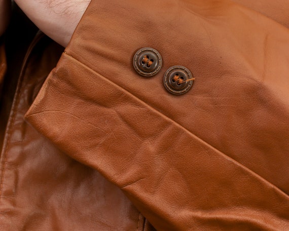 Leather Vintage Men's L Jacket Burnt Brown Ochre … - image 7