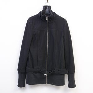 Marc o&#39; polo m women virgin wool coat eu 38 jacket black zip up overcoat knit Scandinavian Elegant Chic Mid Minimalist Smart Casual