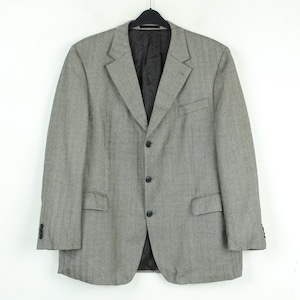 Vintage CARL GROSS Tweed Herringbone Men UK 46S Eu Virgin Wool Cashmere blazer, 56S Suit Jacket, Sport Coat Grey Three Buttons Down 2xl 4d
