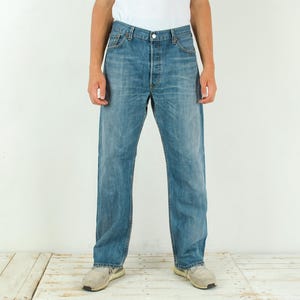 LEVI&#39;S STRAUSS 501 Vintage Men&#39;s W38 L32 Regular Fit Straight Jeans Denim Pants Trousers Blue Casual Button Fly Everyday Streetwear Retro 4a