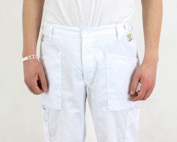 Berendsen Vintage Heren W34 L30 Werkkleding Cargo Broek Multi Pockets Bodems Chore Utility Combats Broeken Canvas Witte Werknemers Bodems 3k Etsy Nederland