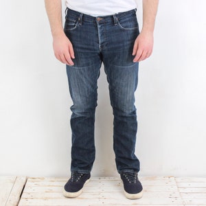 LEE Daren Vintage Men&#39;s W36 L34 Regular Fit Straight Leg Jeans Denim Trousers Pants Button Fly Retro Blue Casual Everyday Stretchy Cotton 4j