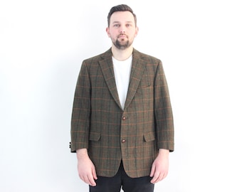 Vintage DAKS London K-Knopf Mens UK 44S US Pure New Wool Blazer Eu 27 Check Suit Short Jacket Plaid Sport Coat L Tartan Retro Classic Top 3k