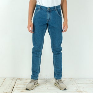 Dickies Vintage Men W31 L34 Slim Carpenter Cargo Jeans Denim Pants Trousers Multi Pocket Guild Blue Casual Zip Everyday Streetwear Cotton 4l