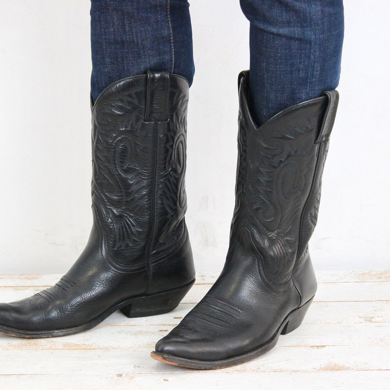 Vintage Cowboy Boots Brands MENS PYTHON Snake Faux Leather Square