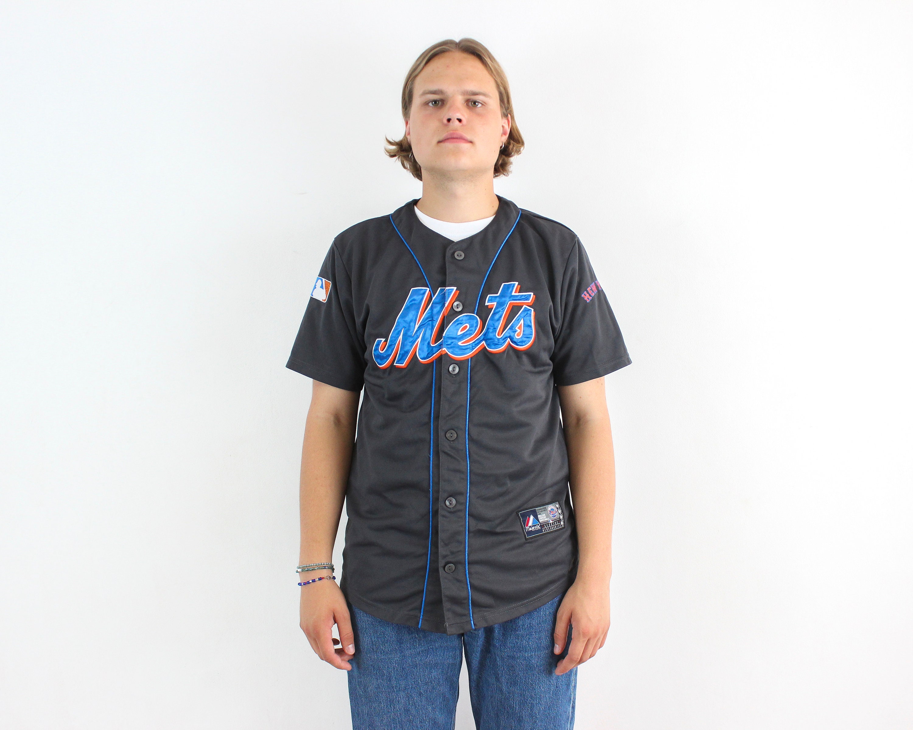 Vintage 90s Starter MLB New York Mets Button Down Baseball Jersey Size  Medium