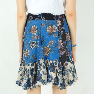Mini jupe fleurie à volants pour femmes vintage, bas de robe léger au-dessus du genou vacances de printemps dîner de sortie robe bohème cowboy 4b
