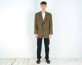 Vintage Daks Signature Men Uk 42 Blazer US EU 52 100 % pure laine vierge tartan veste manteau de sport L formelle boutonnée à carreaux écossais Made in UK 3D