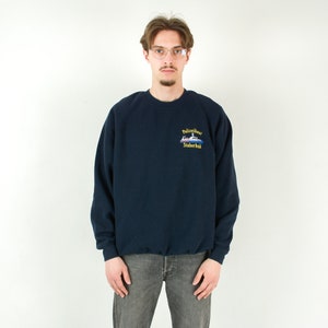 RUSSELL Athletic Vintage Men&#39;s Polizeiboot Staberhuk M Jumper, Pullover Embroidered Sweatshirt Sweater, Crew Neck Sports Navy Blue Police 4b