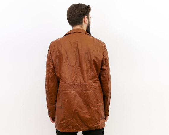 Leather Vintage Men's L Jacket Burnt Brown Ochre … - image 6