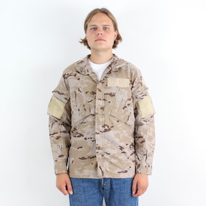 Spanish Vintage Mens S Army Camo Field Cargo Jacket, Military Coat Spain Camouflage War Combat Espana, Beige Brown Shooting Forest Retro 3r