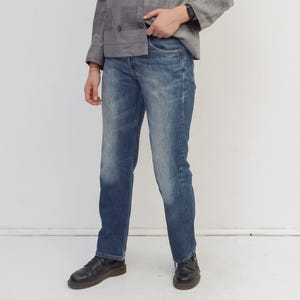 Vintage levi&#39;s strauss 501 women&#39;s w31 l32 jeans denim trousers pants blue bottoms button fly straight regular fit casual streetwear jean 2v