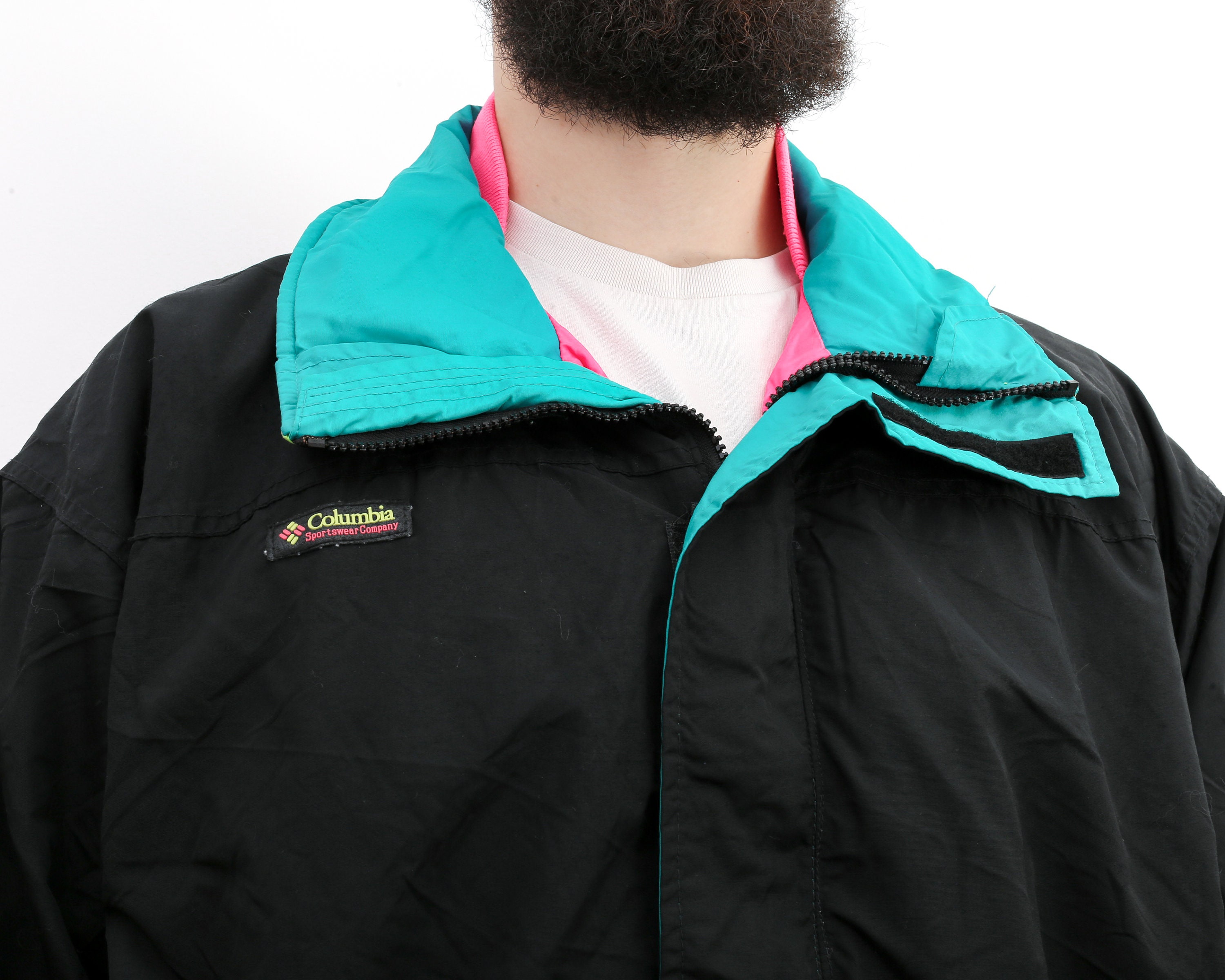 Vintage COLUMBIA Radial Sleeve Men L Shell Windbreaker Jacket Coat Neon  Color Block Streetwear Top Outdoors Rave Retro 1ss 