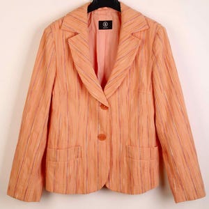 Bogner women s blazer suit jacket coat peach vertical strip pattern formal top Ski Apres Winter High-End Activewear