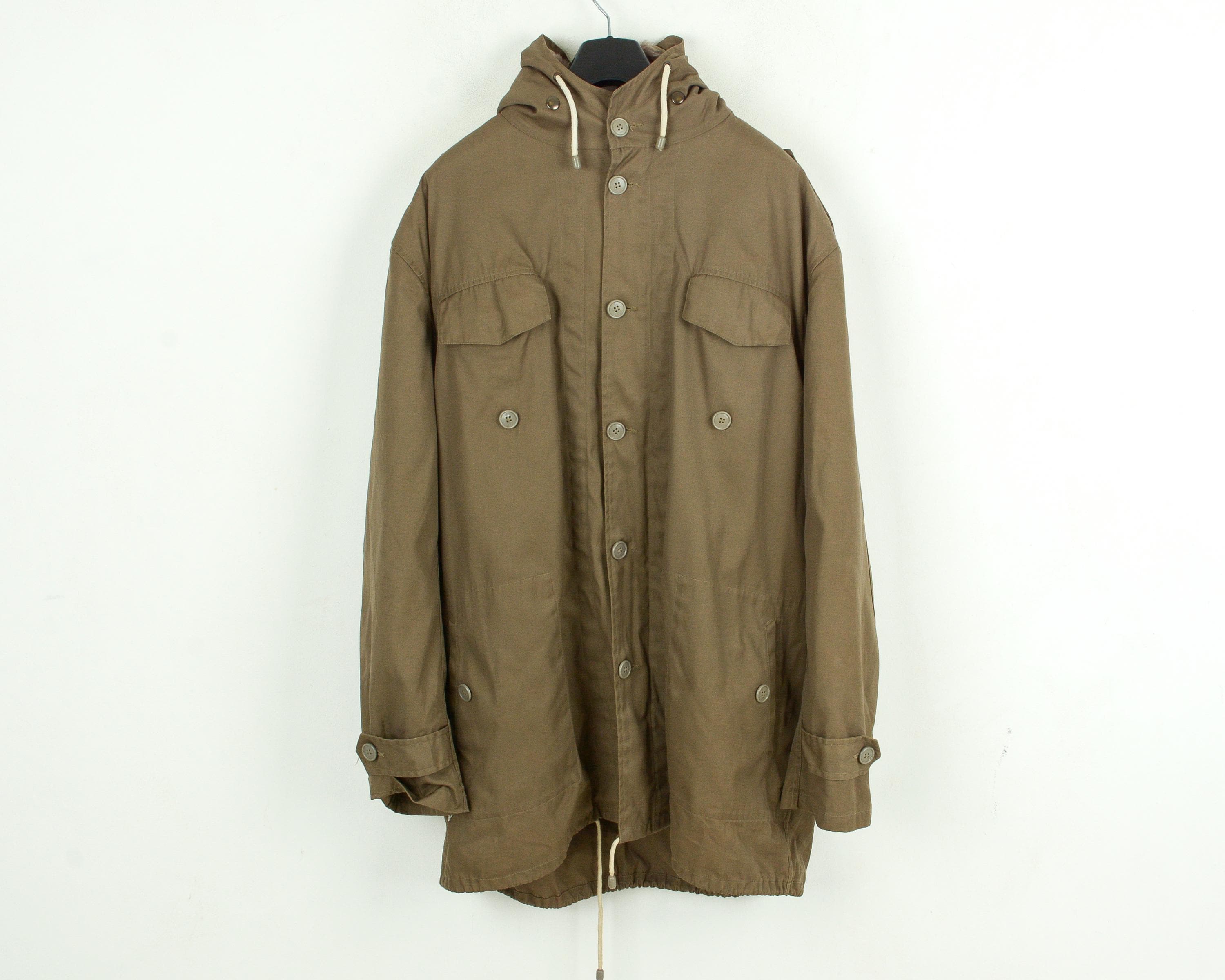 German Army 80s Vintage Men's XL Jacket Parka Coat Faux Sherpa Fur