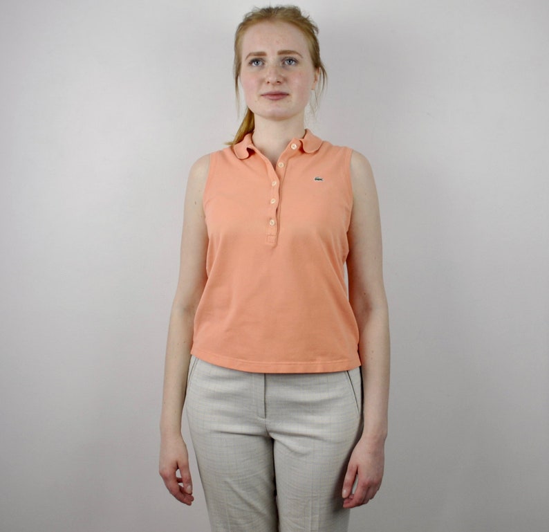 Lacoste Ladies Vintage Shirt Medium Size 40 Women/'s Top Vest 1990s Tennis Mommy Pink Peach Colour Light Summer Look Fresh Bright Sleeveless